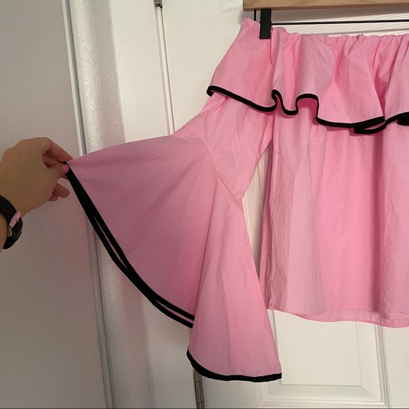 NWT Zara Pink Poplin Off Shoulder Top Size XS - Picture 7 of 8